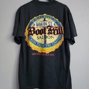 VTG Boothill Saloon Daytona Florida Bike Week 1999 SZ LG Black Pocket Tee 2 Side